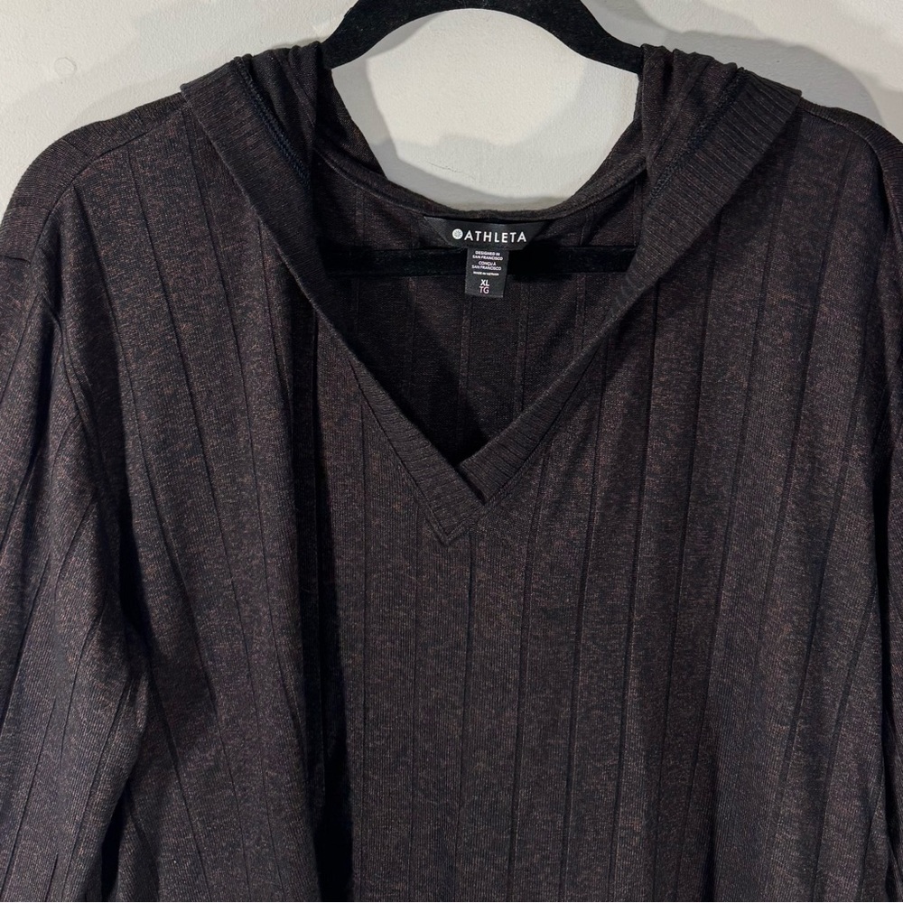 Athleta Harmony Hooded boxy ribbed top Mahogany - Picture 3 of 9